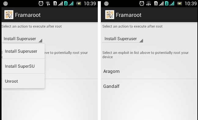 Root android mobile from framaroot