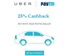 Uber Cab Paytm Offer Jan 2018 -Add ₹550 in Paytm & Get 10% CB on Rides