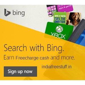 Earn Freecharge Free Fund Code For Searching on Bing Search