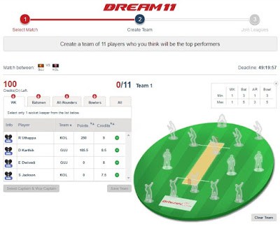 How to create team at dream11