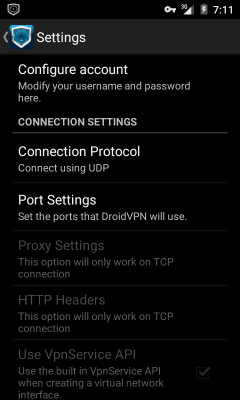 How to configure Droidvpn setting