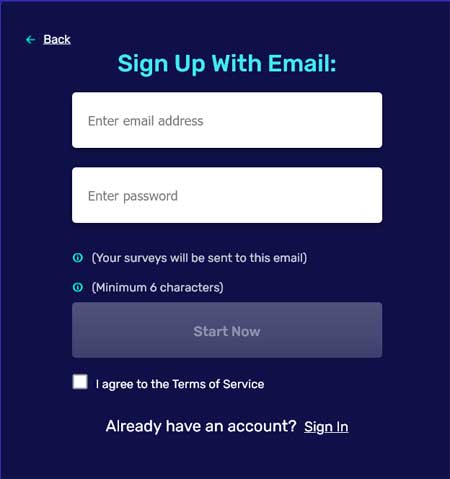 survey time sign up form