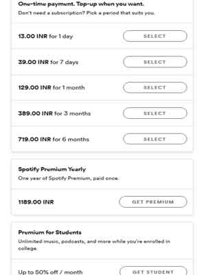 spotify premium plans