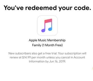 apple music redeem code free thailand