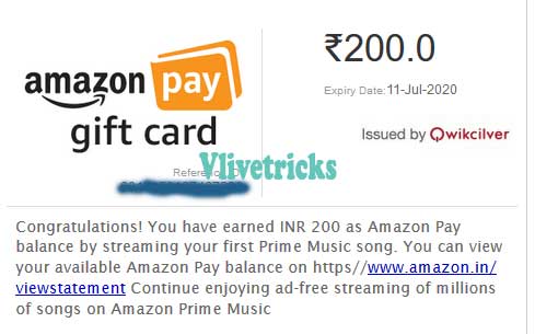 Prime Music Offer: Get Rs 200  Pay Balance By Streaming Music  In  Prime Music For First Time