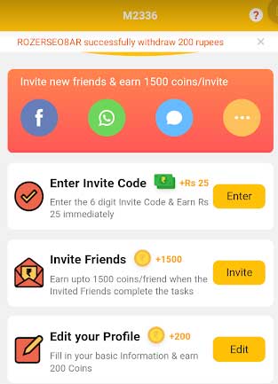 enter invite code and other tasks