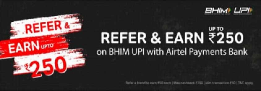 upi refer and earn banner in airtel app