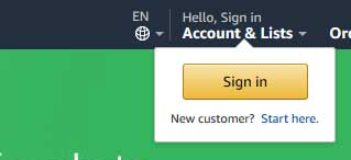 amazon sign in on homepage