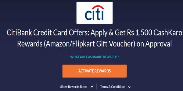 cashkaro citibank credit card offer