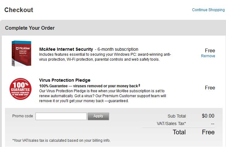 mcafee virus protection trial