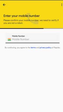 enter mobile number