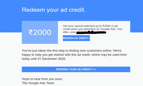 google ads free credits promo code