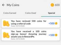 coins on sign up