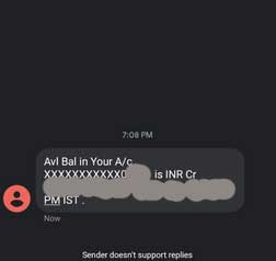sbi balance check message