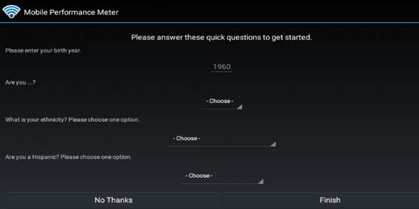 mobile performance meter sign up survey