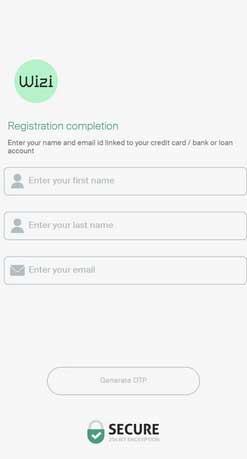 sign up form on wizi app