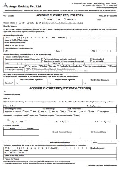 demat closure form