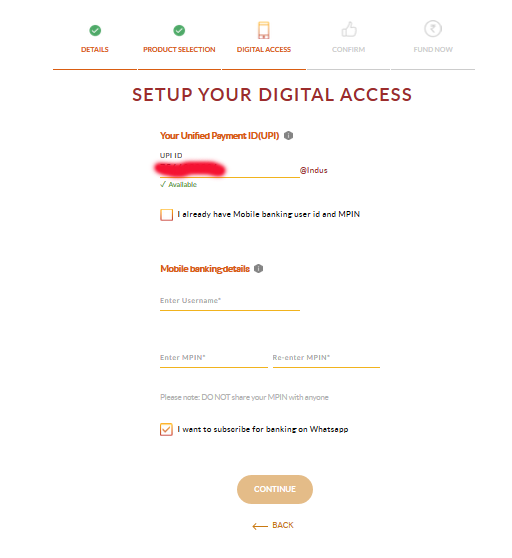 setup upi address and mobild banking id pass