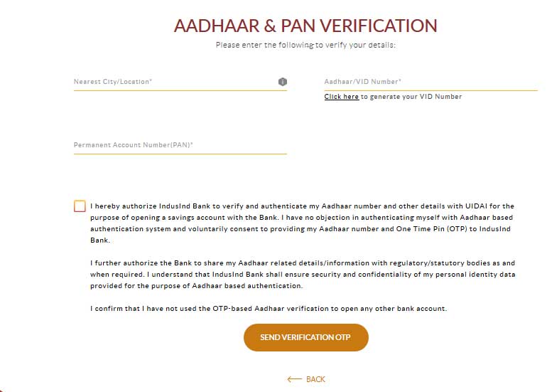 indusInd kyc pan aadhhar verification