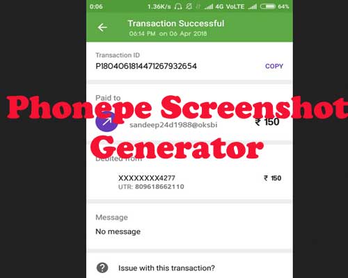 Phonepe Payment Screenshot Generator With Name Upi Amount Date Vlivetricks