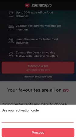 enter referral code of zomato pro