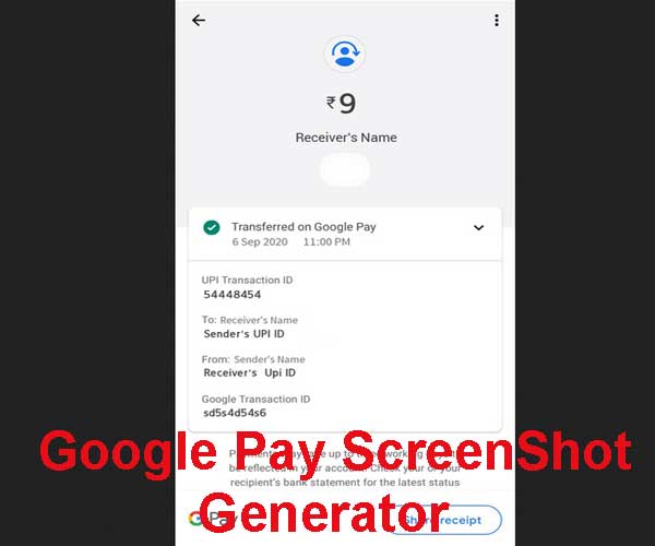 Google Pay Payment Screenshot Generator With Name Upi Amount Date Vlivetricks