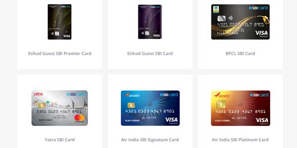 types of sbi credit cards