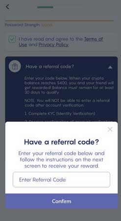 enter Referral code on Celsius wallet