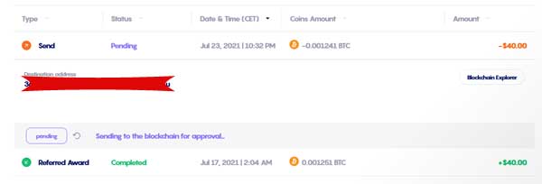 Celsius network Referral bonus Proof