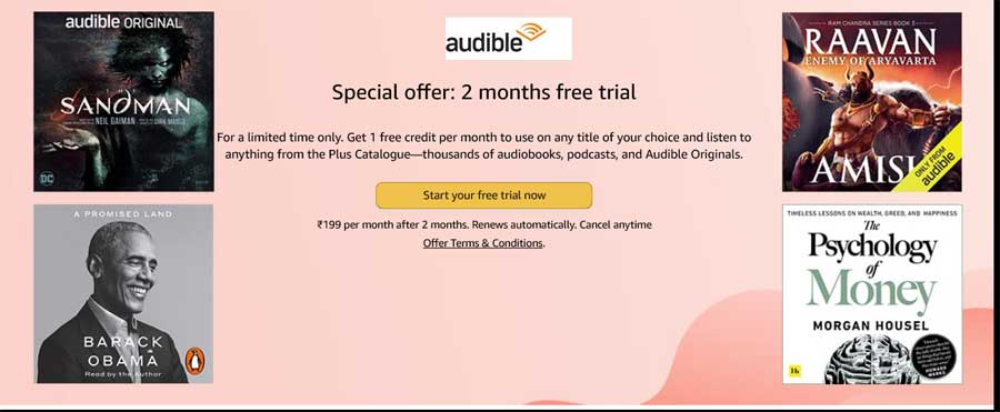 amazon audible free subscription