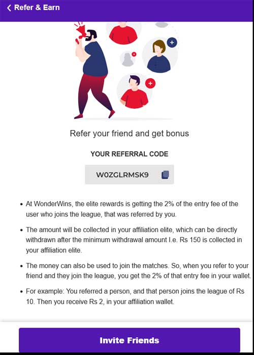 wonder wins referral code