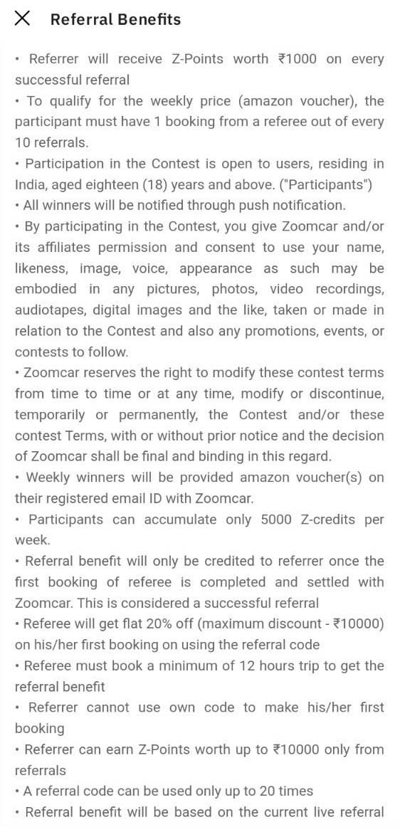 zoomcar-referral-terms